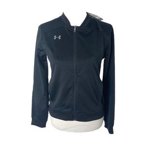 Boys Under Armour loose fit black full zip athletic track jacket NWT